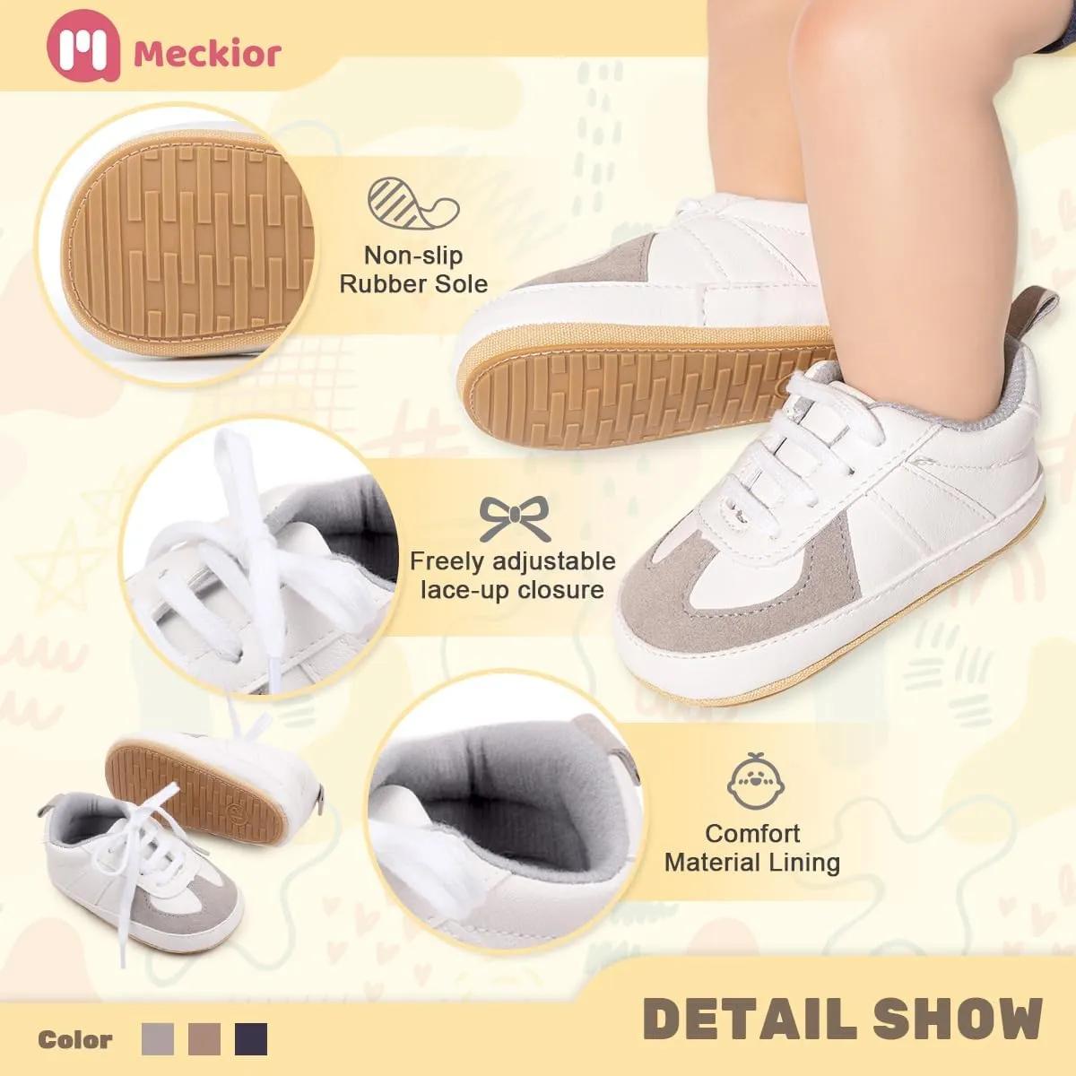 Meckior Infant Baby Girls Boys Canvas Shoes Soft Sole Toddler Slip On Newborn Crib Moccasins Casual Sneaker Austin Boy's Flat Lazy Loafers First Walkers Skate Shoe