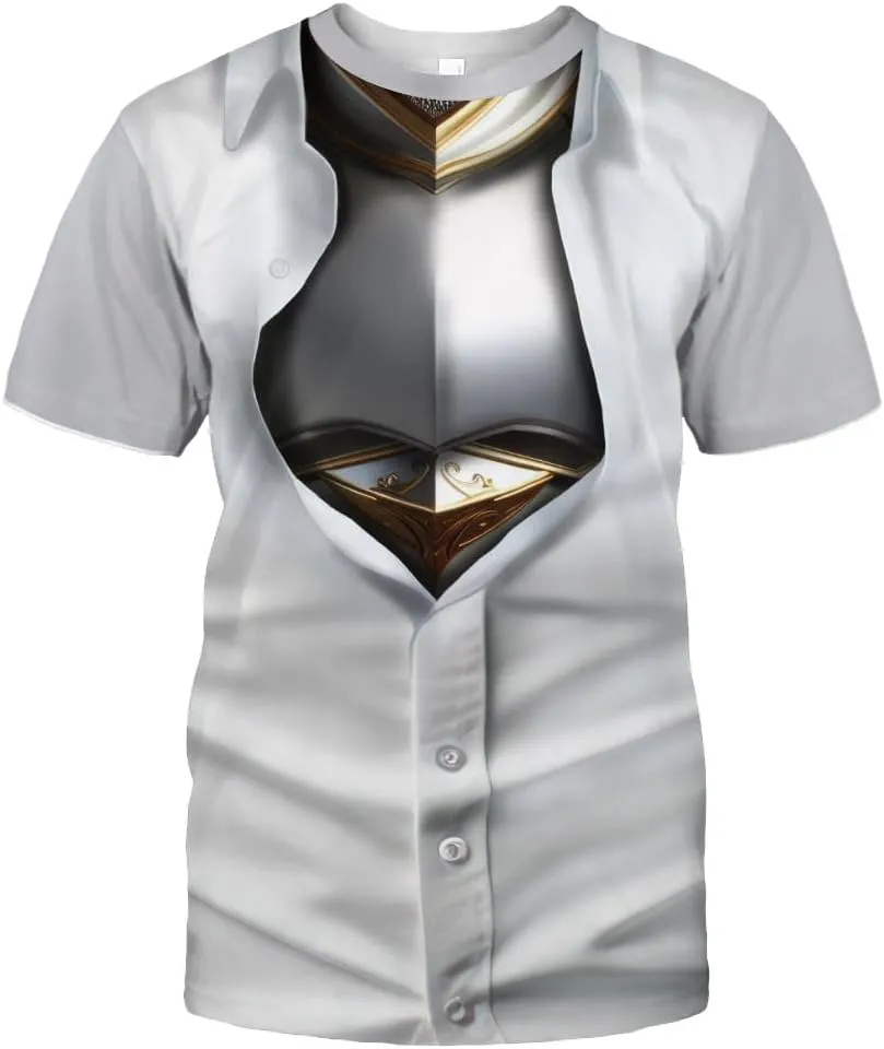 Medieval Armor T-Shirt, 3D Printed Medieval Knight Armor Tee, Unique Novelty Gift for Men Father's Day