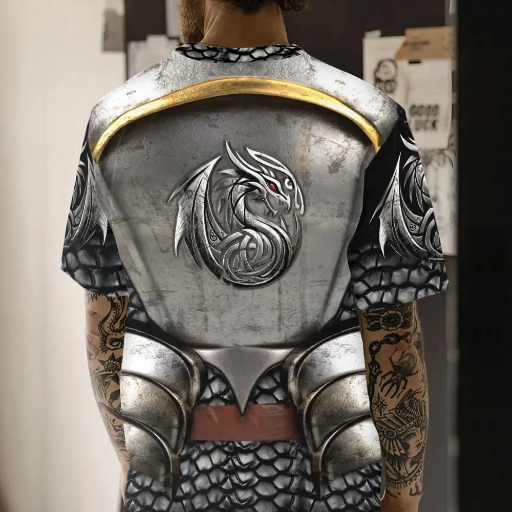 Medieval Armor T-Shirt, 3D Printed Medieval Knight Armor Tee, Unique Novelty Gift for Men Father's Day