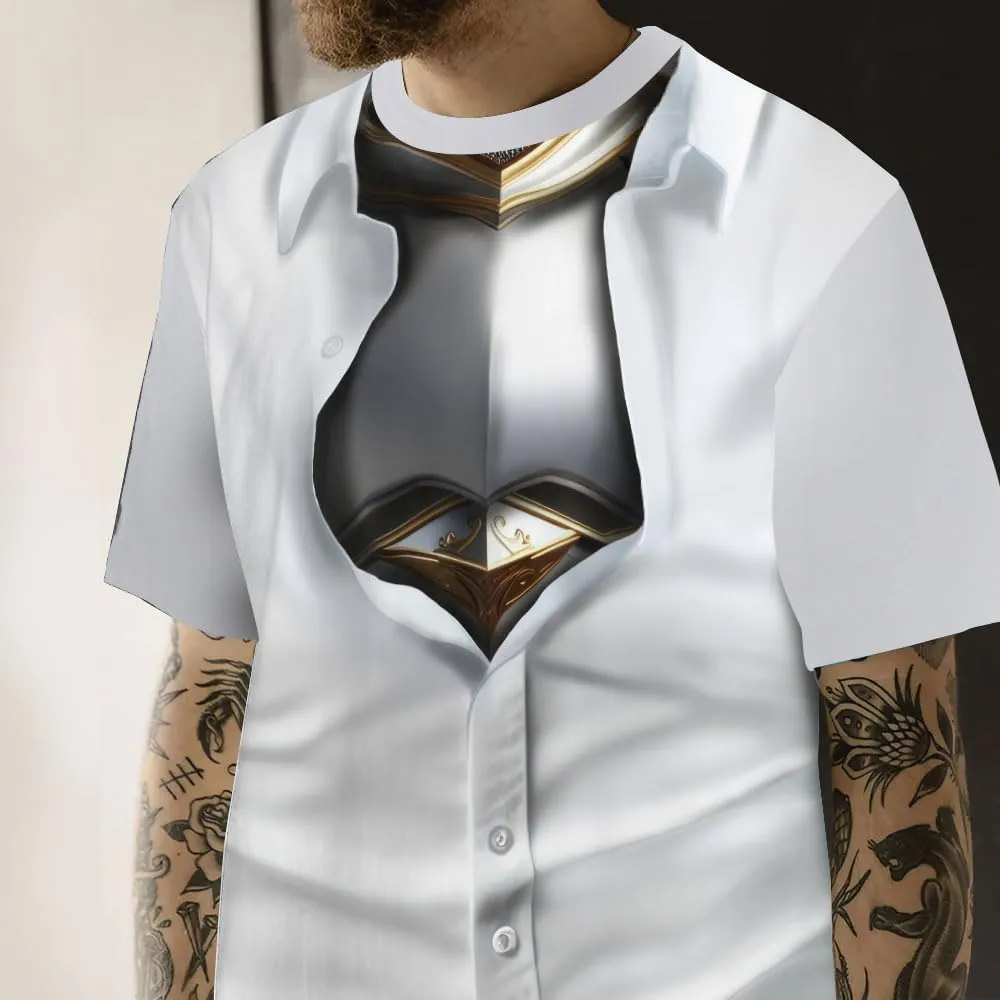 Medieval Armor T-Shirt, 3D Printed Medieval Knight Armor Tee, Unique Novelty Gift for Men Father's Day
