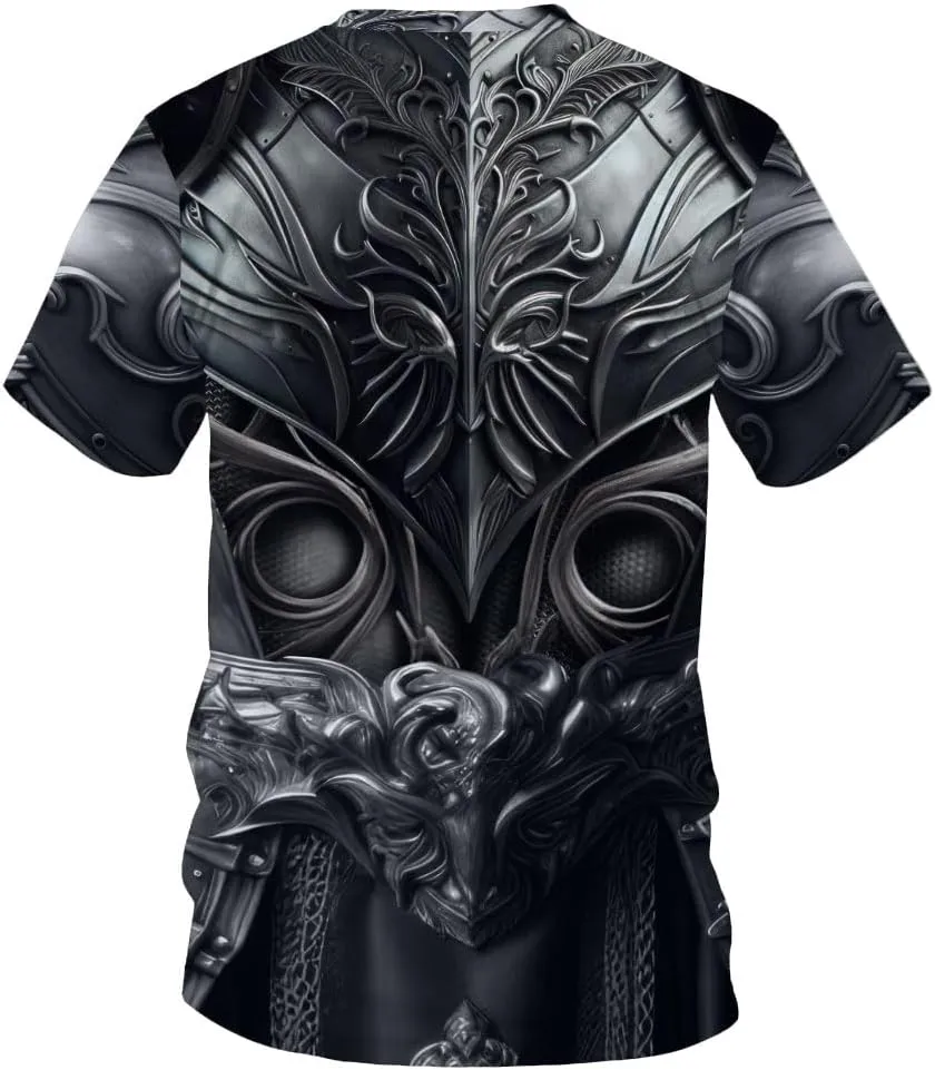 Medieval Armor T-Shirt, 3D Printed Medieval Knight Armor Tee, Unique Novelty Gift for Men Father's Day