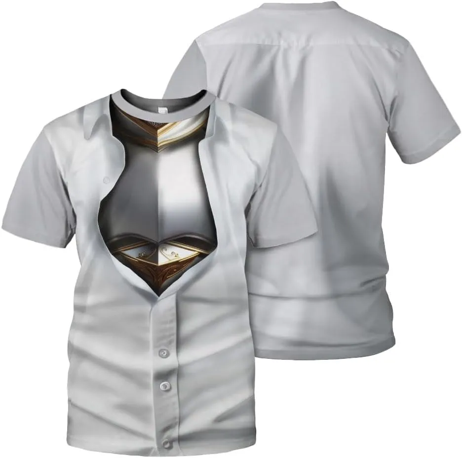 Medieval Armor T-Shirt, 3D Printed Medieval Knight Armor Tee, Unique Novelty Gift for Men Father's Day