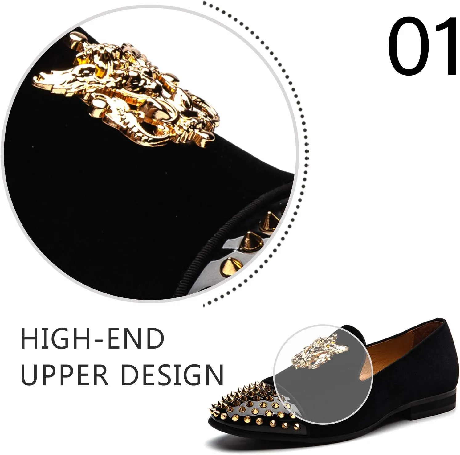 Men Genuine Leather Mens Metallic Textured Slip-on Glitter Loafers Shoes