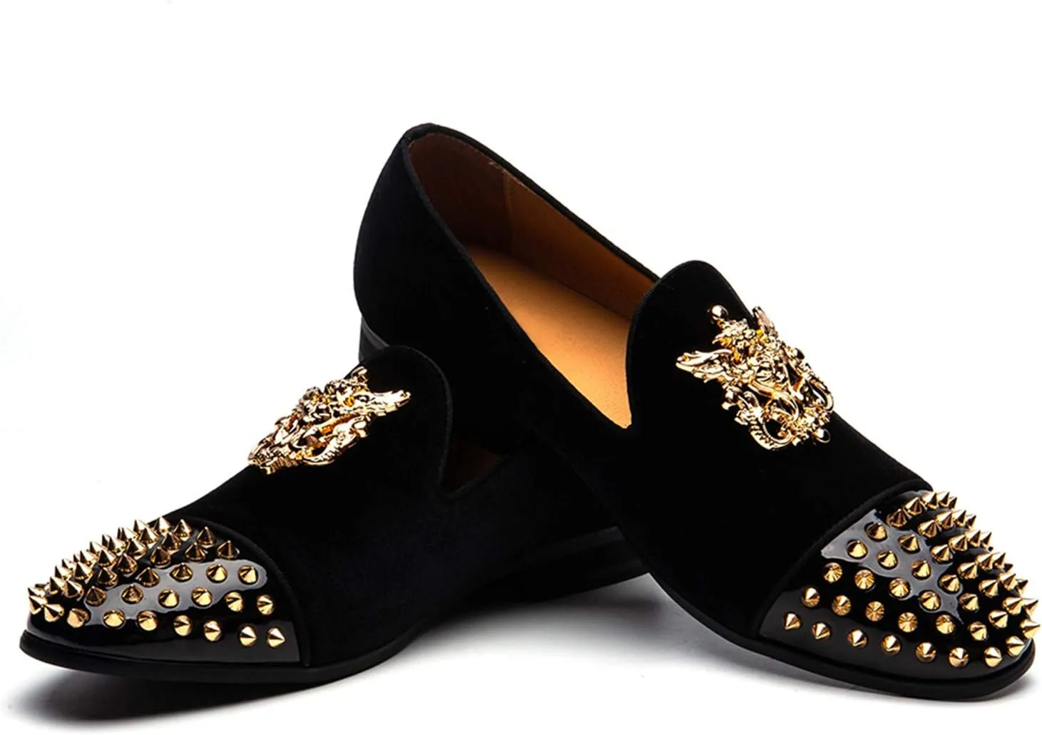 Men Genuine Leather Mens Metallic Textured Slip-on Glitter Loafers Shoes