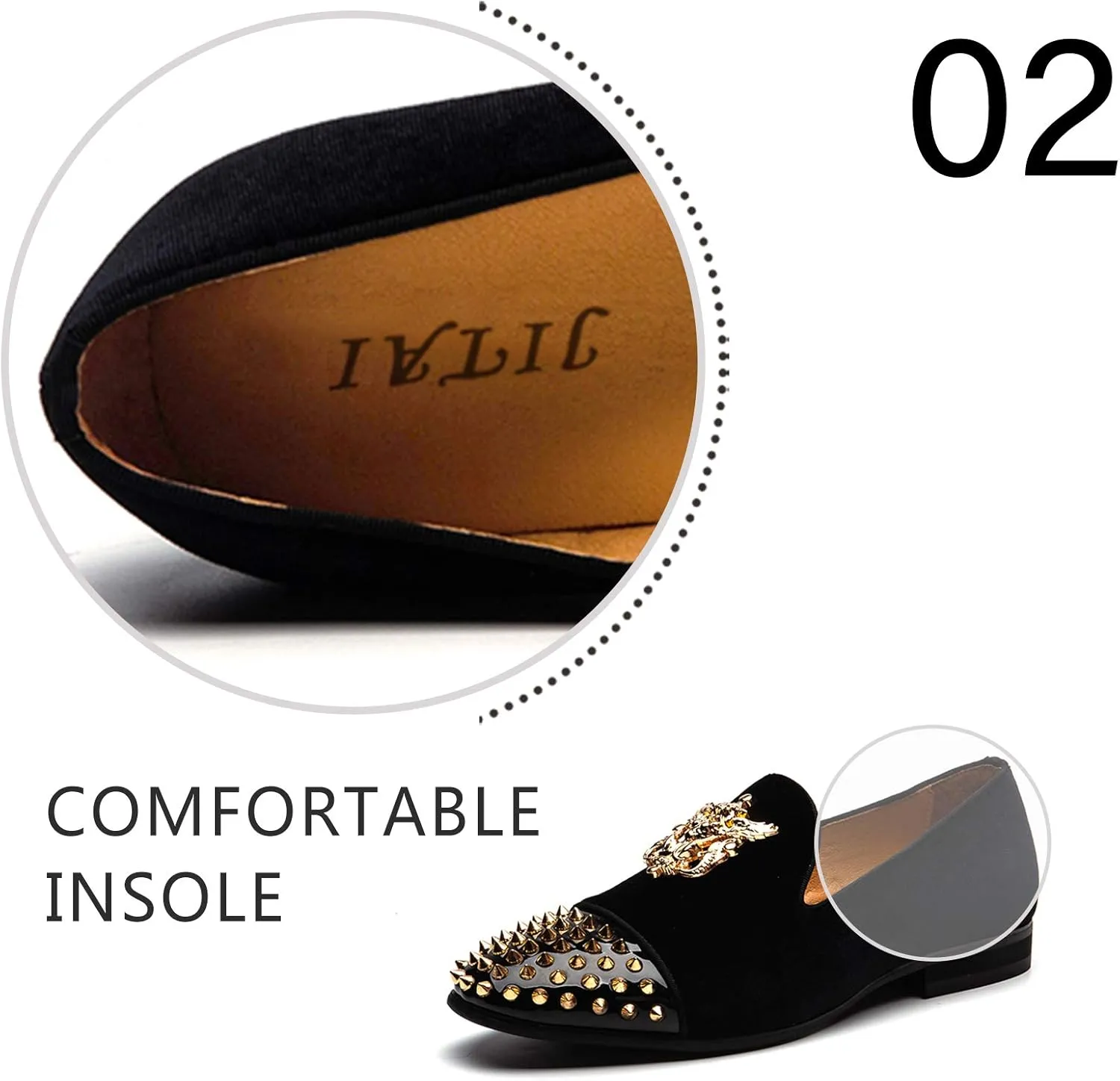 Men Genuine Leather Mens Metallic Textured Slip-on Glitter Loafers Shoes