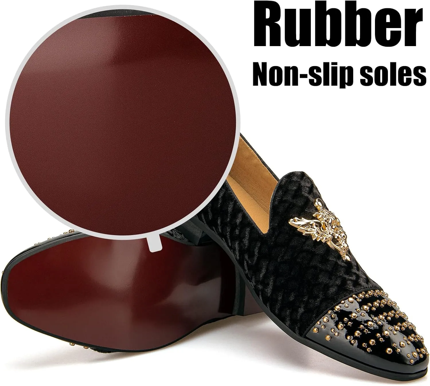 Men Genuine Leather Mens Metallic Textured Slip-on Glitter Loafers Shoes