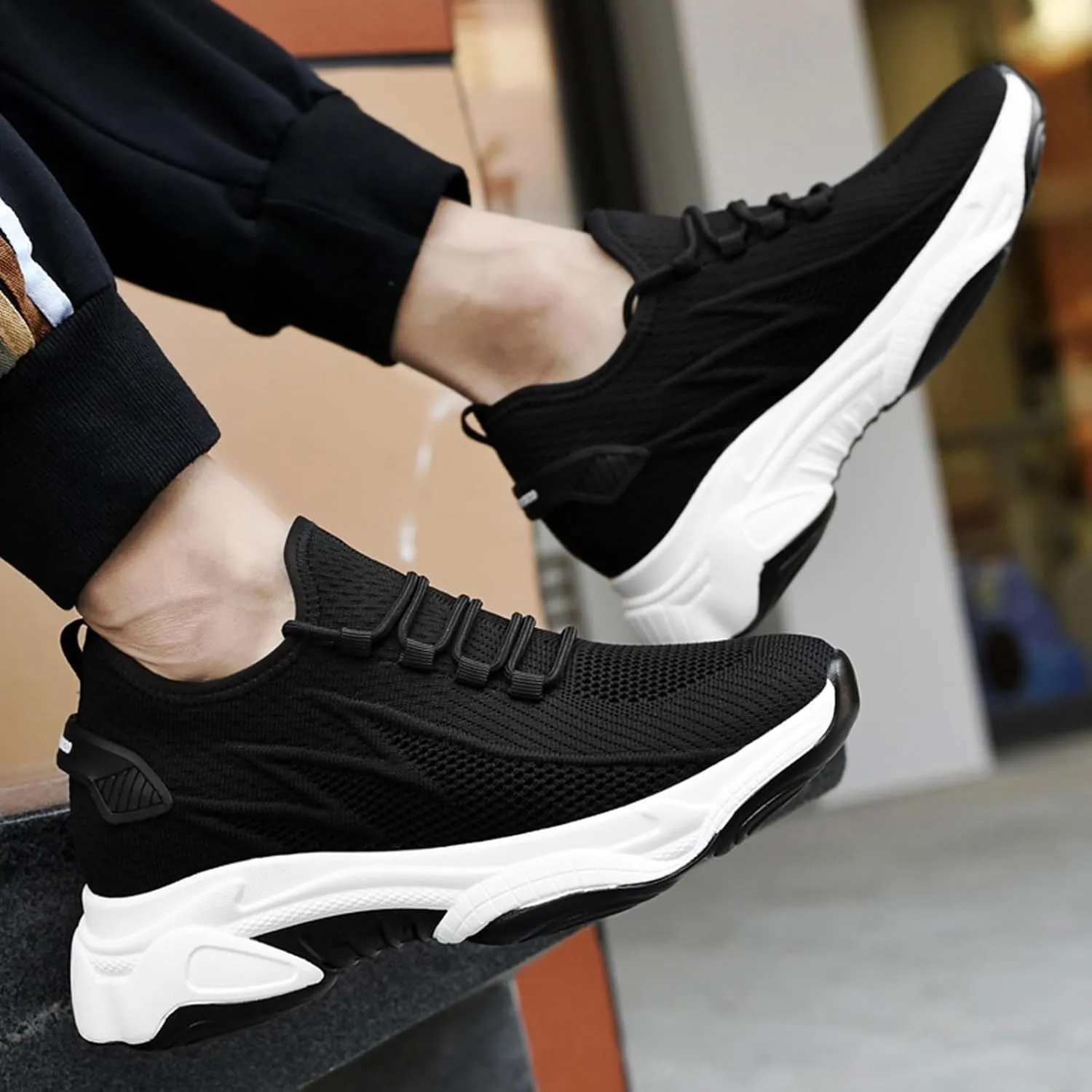 Men's Autumn and Winter Breathable Outdoor Hiking Shoes High Top Shoes Hiking Sneaker Socks High