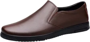 Mens British Style Leather Oxford Flats Slip On Business Dress Office Wedding Party Suit Shoes Comfortable Low Top Walking