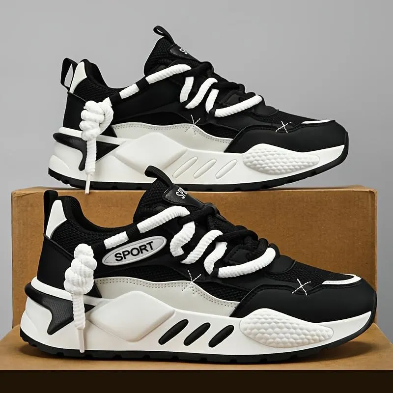 Men's Casual Sneakers - Breathable, Non-Slip Rubber Sole, Lace-Up Shoes for Running & Casual Attire