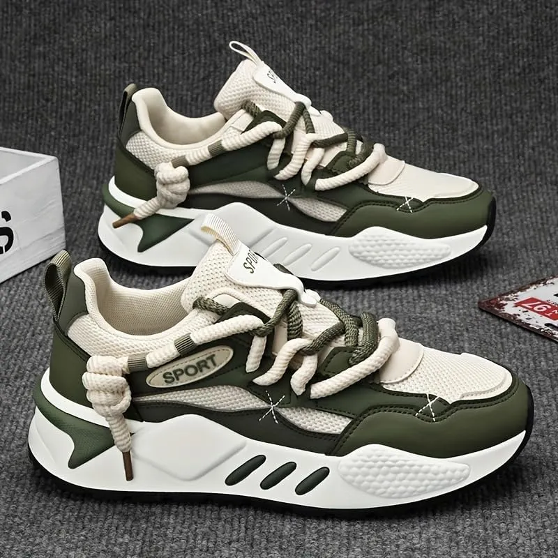 Men's Casual Sneakers - Breathable, Non-Slip Rubber Sole, Lace-Up Shoes for Running & Casual Attire