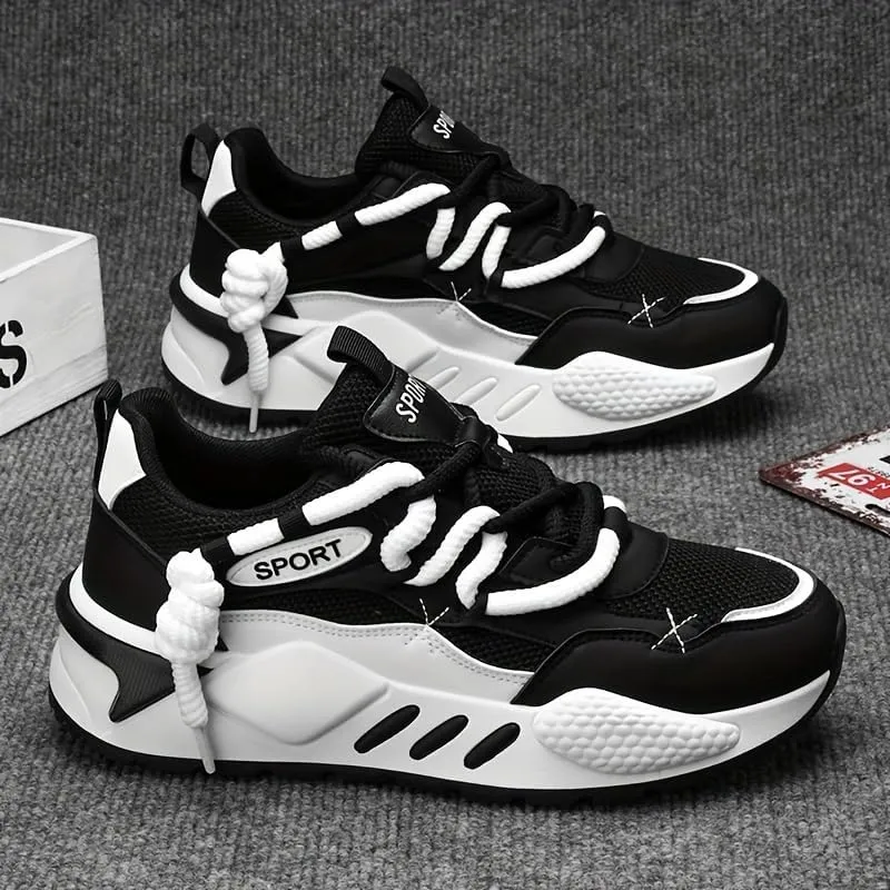 Men's Casual Sneakers - Breathable, Non-Slip Rubber Sole, Lace-Up Shoes for Running & Casual Attire