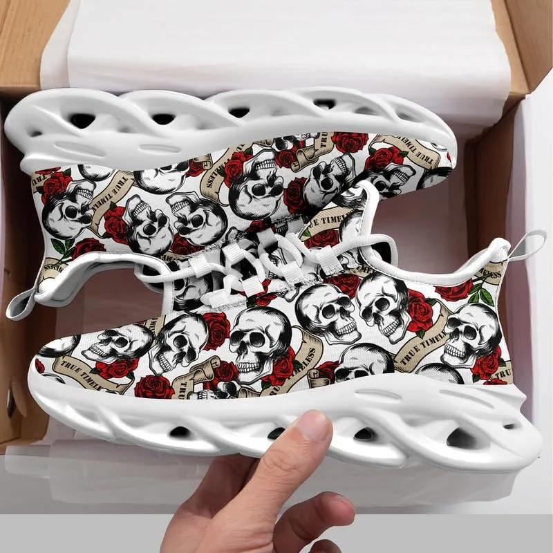 Men's Gothic Skull Running Shoes, Punk Rock Breathable Cushion Sports Walking Sneakers Gym Jogging Tennis Shoes