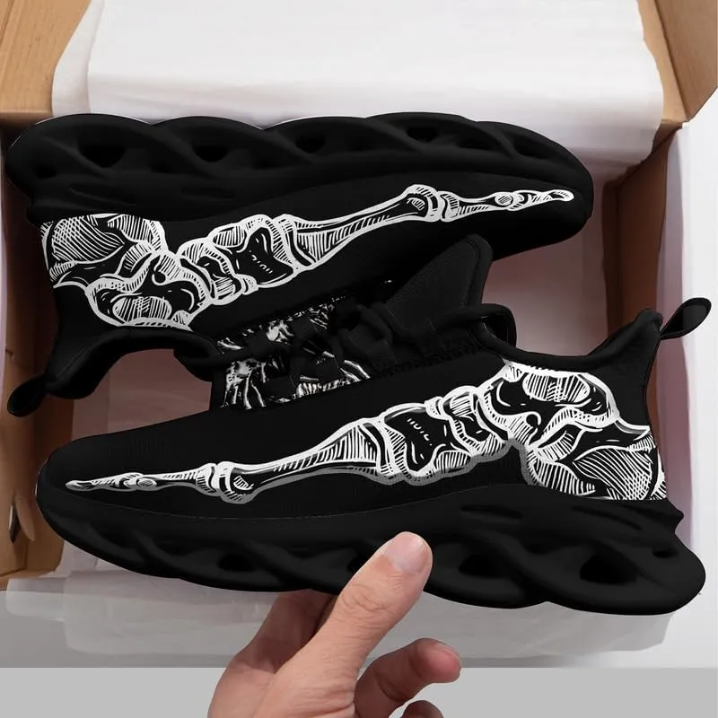 Men's Gothic Skull Running Shoes, Punk Rock Breathable Cushion Sports Walking Sneakers Gym Jogging Tennis Shoes