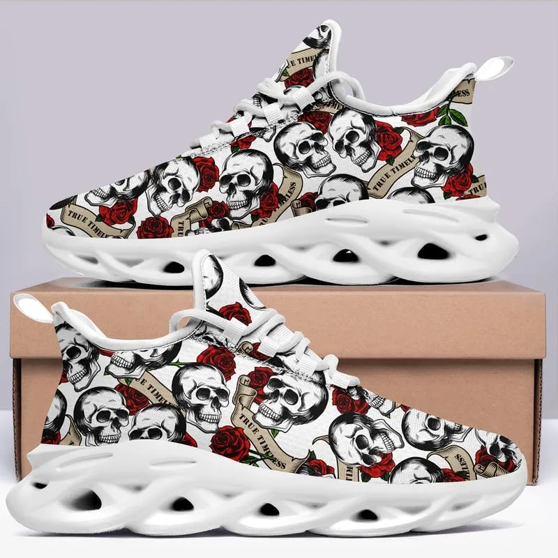 Men's Gothic Skull Running Shoes, Punk Rock Breathable Cushion Sports Walking Sneakers Gym Jogging Tennis Shoes