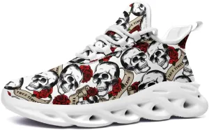 Men's Gothic Skull Running Shoes, Punk Rock Breathable Cushion Sports Walking Sneakers Gym Jogging Tennis Shoes