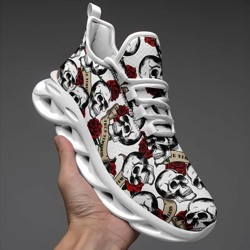 Men's Gothic Skull Running Shoes, Punk Rock Breathable Cushion Sports Walking Sneakers Gym Jogging Tennis Shoes