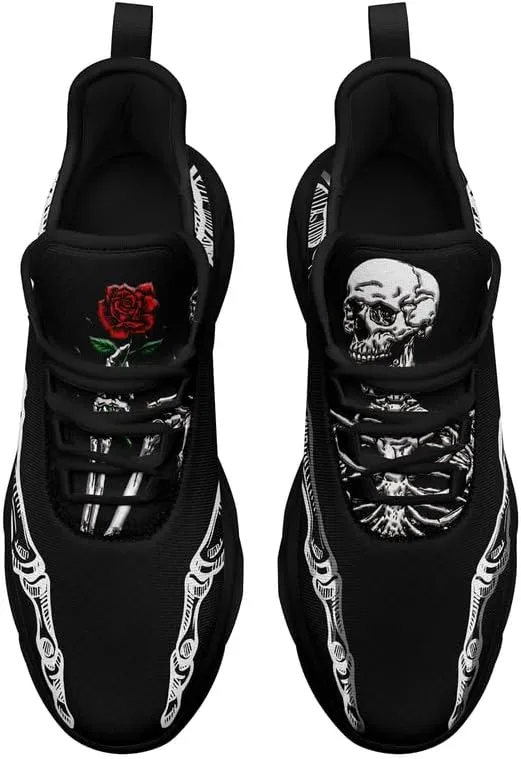 Men's Gothic Skull Running Shoes, Punk Rock Breathable Cushion Sports Walking Sneakers Gym Jogging Tennis Shoes