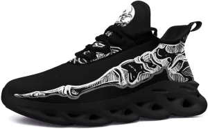 Men's Gothic Skull Running Shoes, Punk Rock Breathable Cushion Sports Walking Sneakers Gym Jogging Tennis Shoes