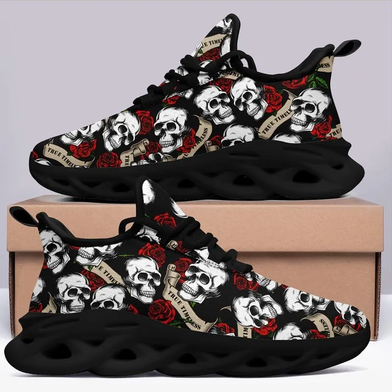 Men's Gothic Skull Running Shoes, Punk Rock Breathable Cushion Sports Walking Sneakers Gym Jogging Tennis Shoes