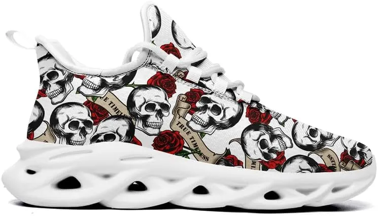 Men's Gothic Skull Running Shoes, Punk Rock Breathable Cushion Sports Walking Sneakers Gym Jogging Tennis Shoes