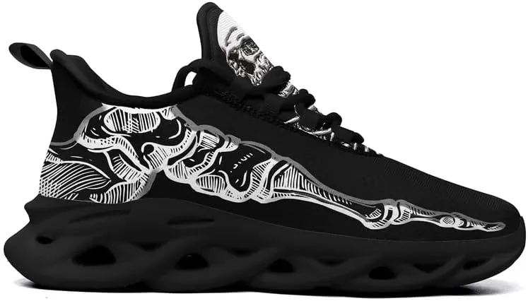 Men's Gothic Skull Running Shoes, Punk Rock Breathable Cushion Sports Walking Sneakers Gym Jogging Tennis Shoes