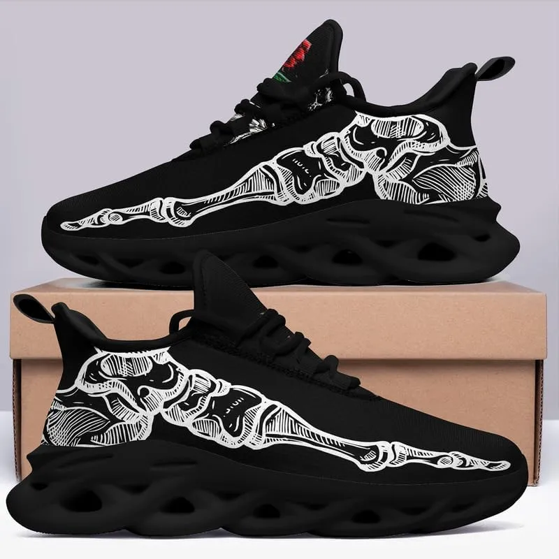 Men's Gothic Skull Running Shoes, Punk Rock Breathable Cushion Sports Walking Sneakers Gym Jogging Tennis Shoes