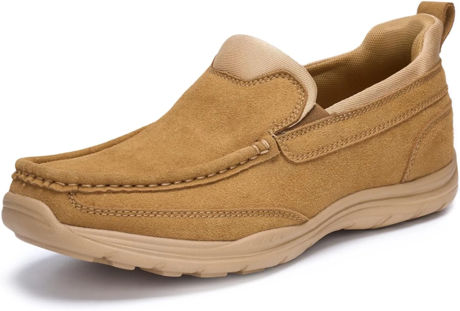 Men's Hands Free Slip On Leather Loafers Casual Walking Shoes with Breathable Comfort