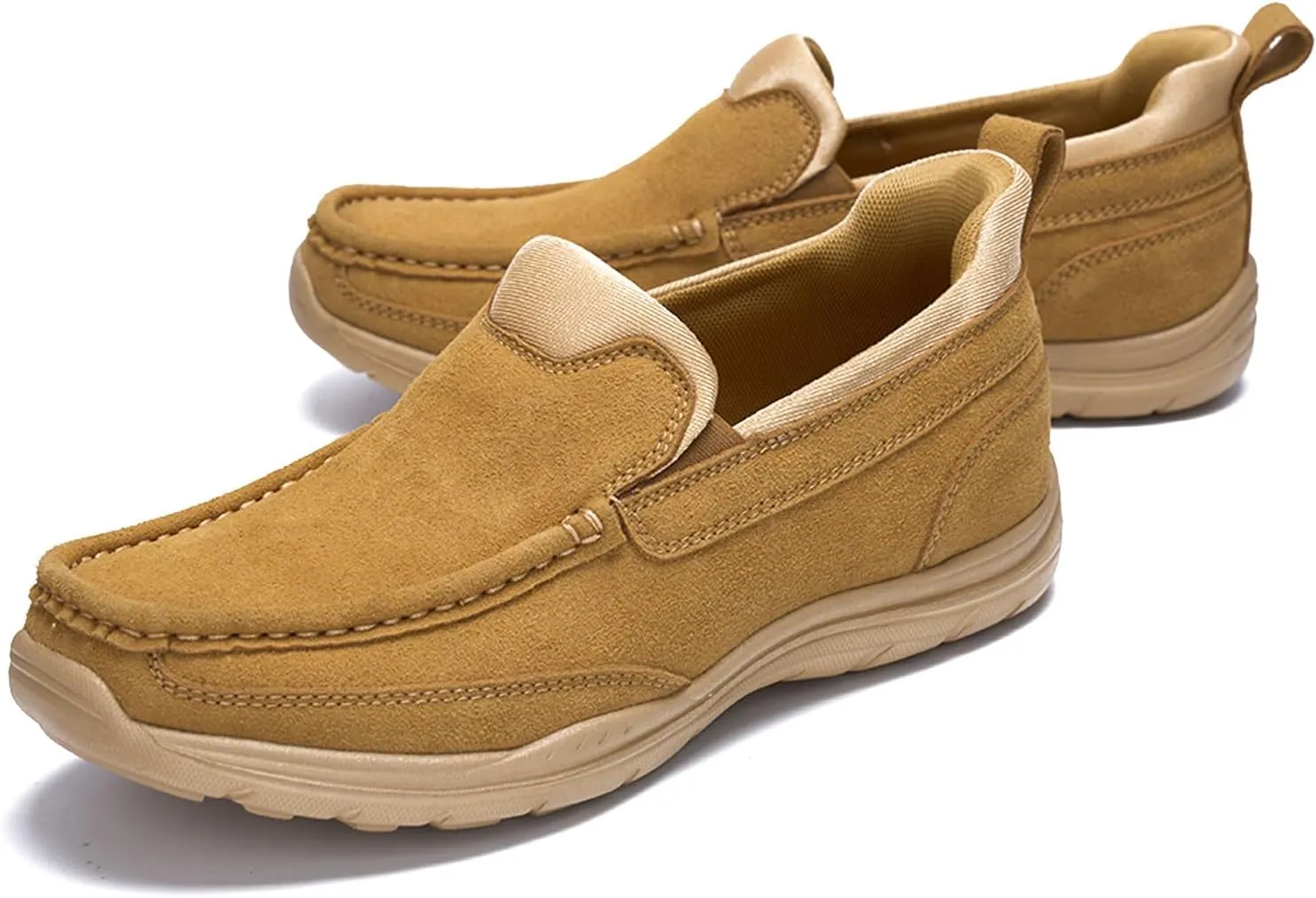 Men's Hands Free Slip On Leather Loafers Casual Walking Shoes with Breathable Comfort