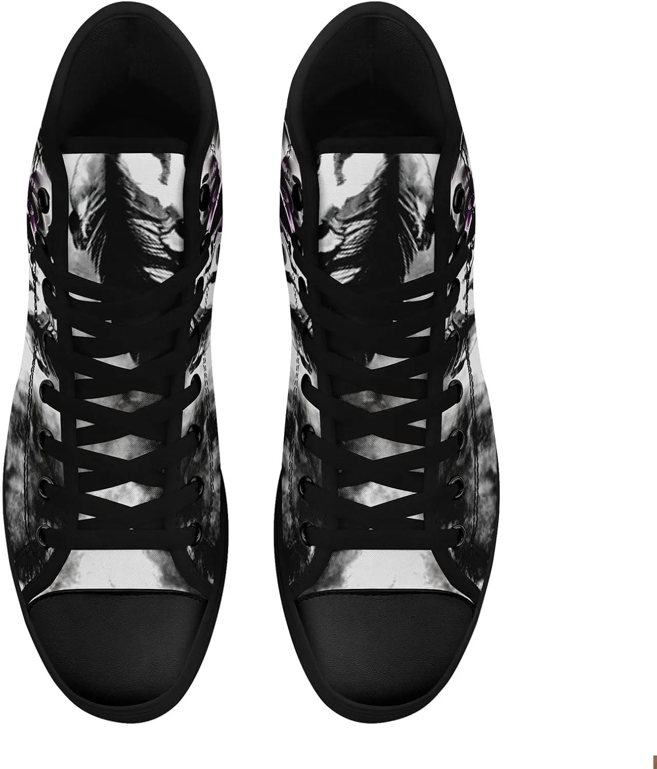 Mens High Top Sneakers Lace-Up Gothic Designed Casual Steet Canvas Shoes for Women Red and Black Skull Shoes