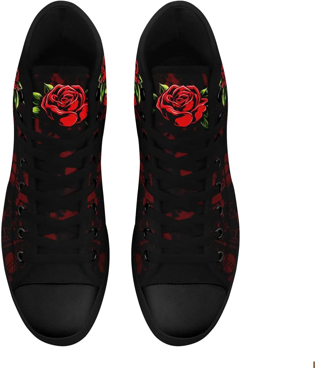 Mens High Top Sneakers Lace-Up Gothic Designed Casual Steet Canvas Shoes for Women Red and Black Skull Shoes