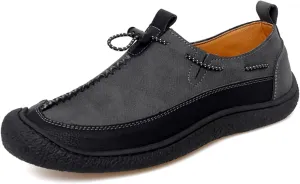 Men's Leather Loafers Slip-On Shoes - Lightweight Driving & Walking Footwear with Soft Cushioning for Office Outdoor Travel