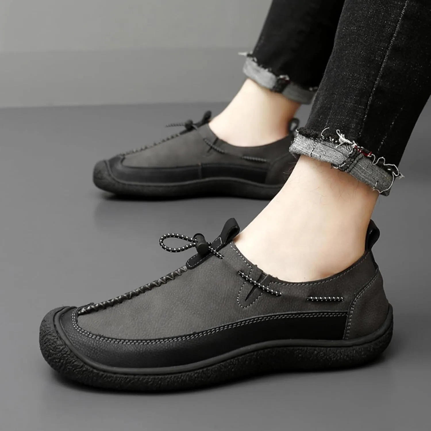 Men's Leather Loafers Slip-On Shoes - Lightweight Driving & Walking Footwear with Soft Cushioning for Office Outdoor Travel