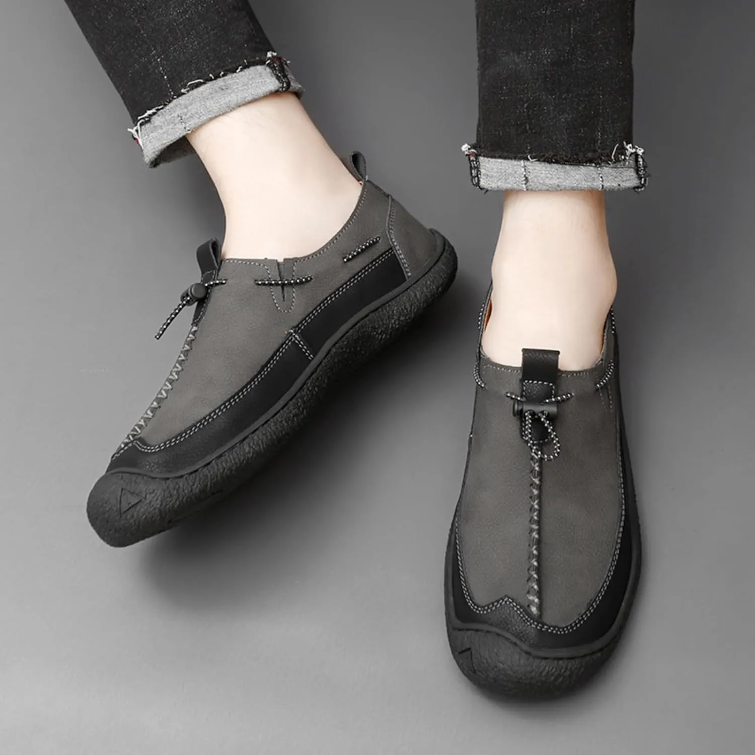 Men's Leather Loafers Slip-On Shoes - Lightweight Driving & Walking Footwear with Soft Cushioning for Office Outdoor Travel