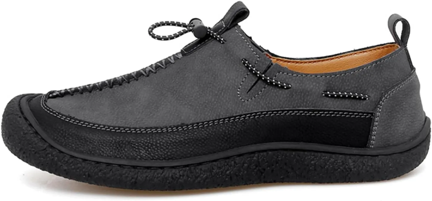 Men's Leather Loafers Slip-On Shoes - Lightweight Driving & Walking Footwear with Soft Cushioning for Office Outdoor Travel