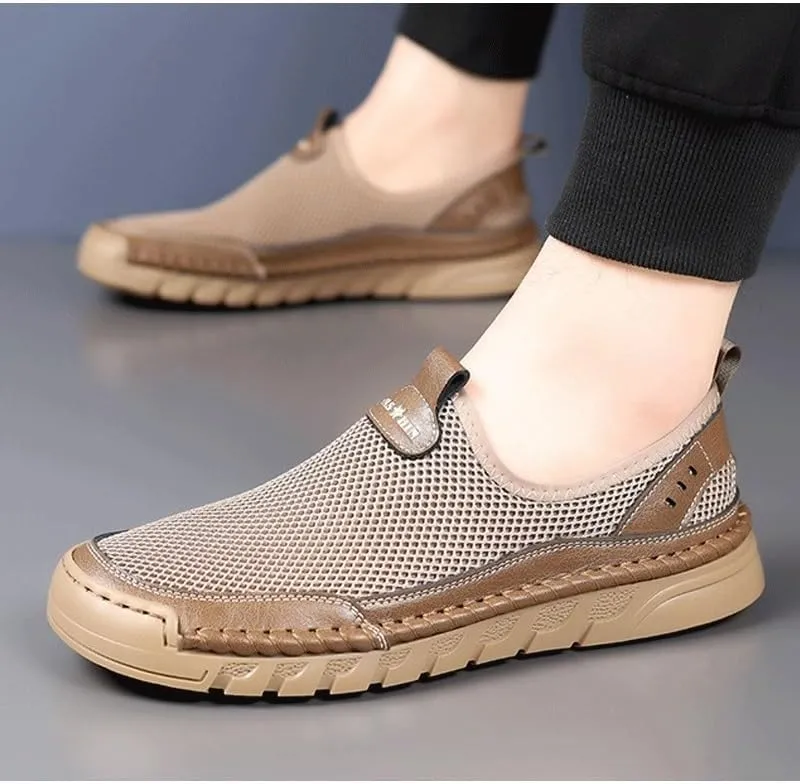 Men's Loafers Moccasins Comfort Breathable Slip On Hollow Sandals Walking Shoes Summer Breathable Driving Shoes Slip-On Shoes with Non-Slip Sole