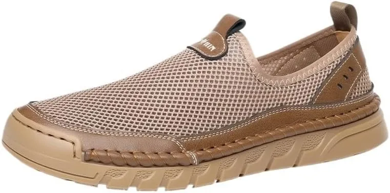 Men's Loafers Moccasins Comfort Breathable Slip On Hollow Sandals Walking Shoes Summer Breathable Driving Shoes Slip-On Shoes with Non-Slip Sole