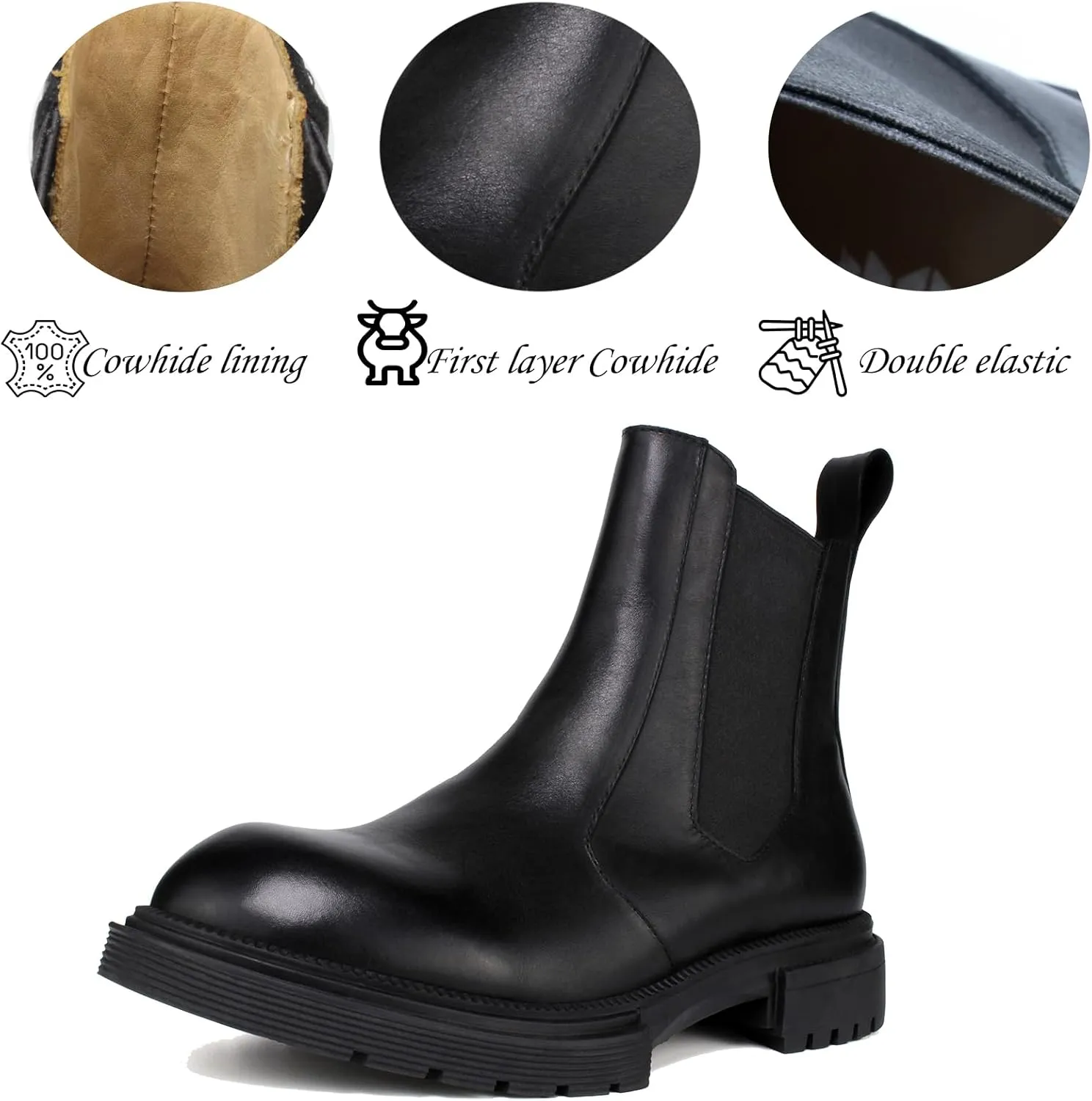 Men's Premium Leather Chelsea Boots | Double Elastic Gussets & Breathable OrthoLite Anti-Odor Insoles | Slip-Resistant Rubber Outsole, Leather Lined for All-Day Comfort (Casual & Work)