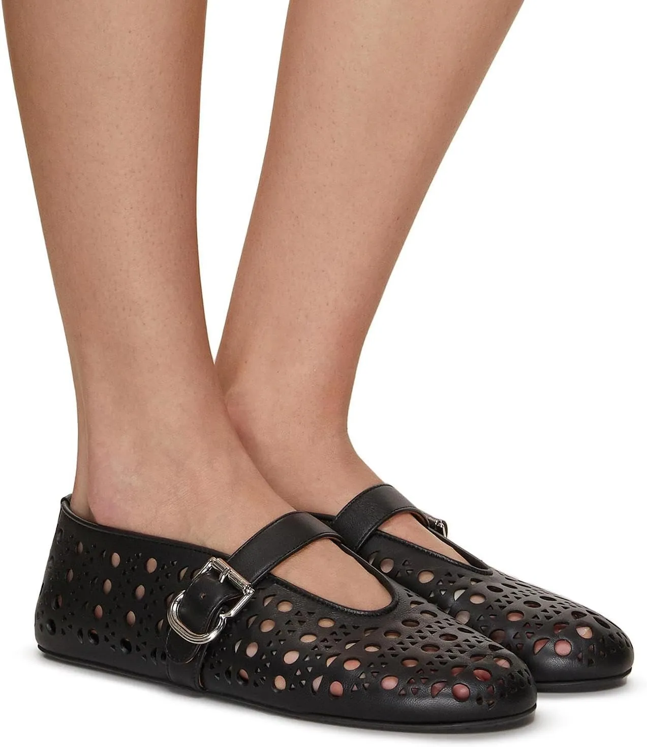 Mesh Ballet Flats for Women,Buckle Strap Hollow Out Mary Jane Flats Round Toe Breathable Comfortable Casual Daily Dress Ballerina Shoes