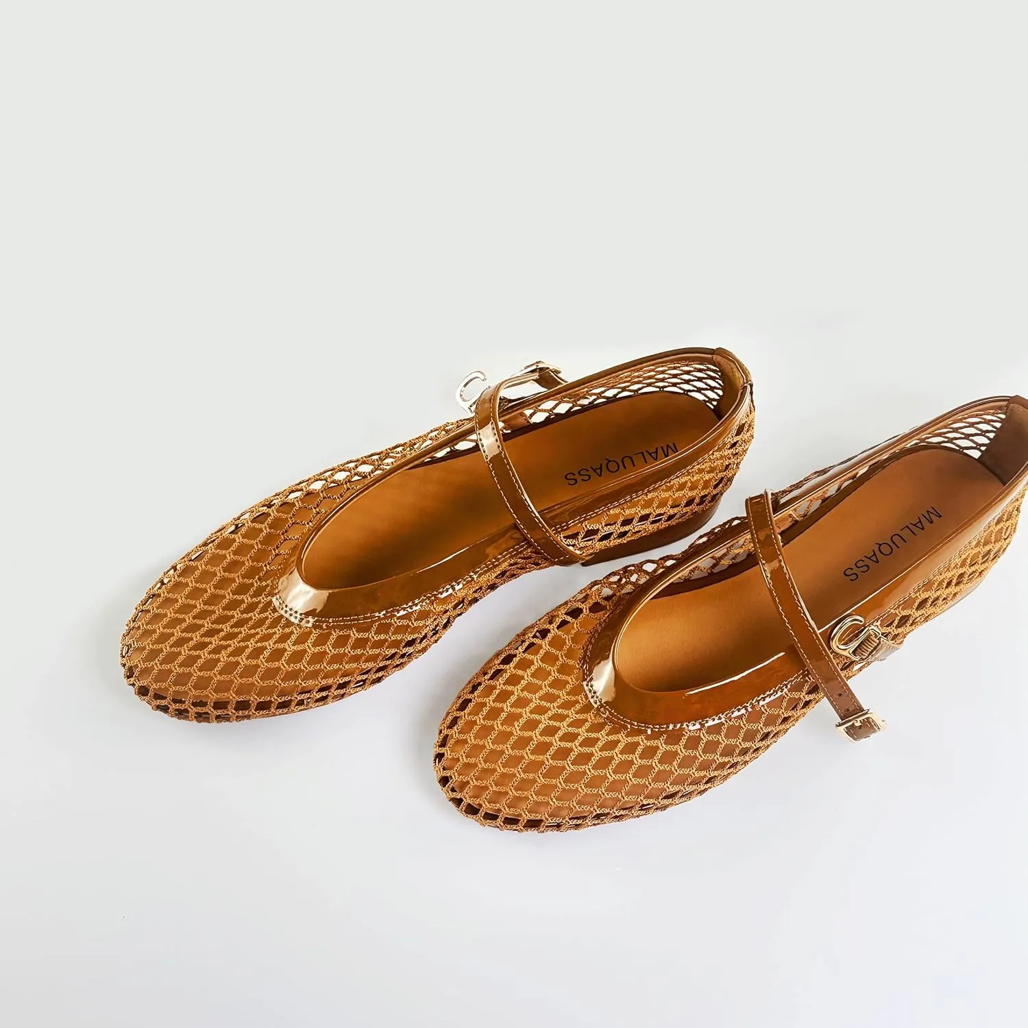Mesh Flats for Women Ballet Mary Jane Flats Buckle Strap Comfy Casual Office Daily Ballerina Flat Women Shoes