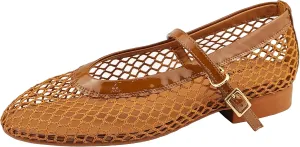 Mesh Flats for Women Ballet Mary Jane Flats Buckle Strap Comfy Casual Office Daily Ballerina Flat Women Shoes