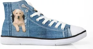 Micoklinlin Canvas Shoes for Women Novelty Girls High Top Canvas Sneakers Lace Ups Cute Animal Casual Teens Walking Shoes