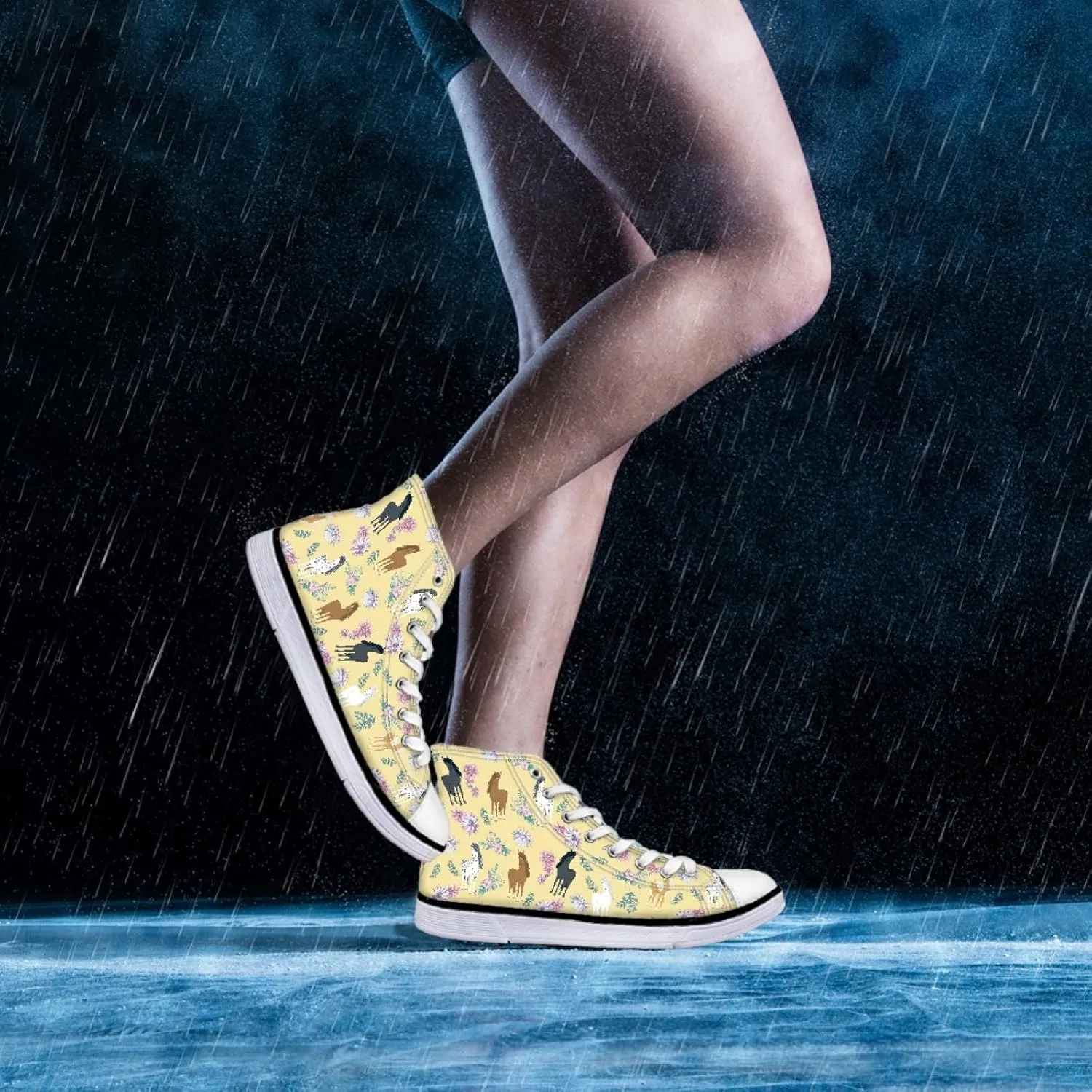 Micoklinlin Canvas Sneakers Women Novelty Canvas Shoes Girls High Top Running Shoes Lace Up Casual Classic Walking Shoes
