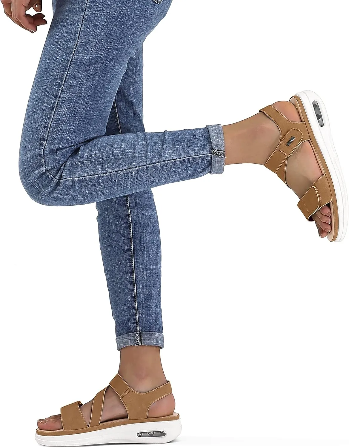 mysoft Women's Summer Walking Sandals Air Cushion Support Platform Ankle Strap Shoes Comfortable Casual Wedge Sandals