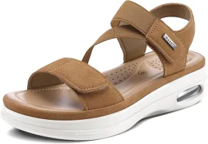 mysoft Women's Summer Walking Sandals Air Cushion Support Platform Ankle Strap Shoes Comfortable Casual Wedge Sandals