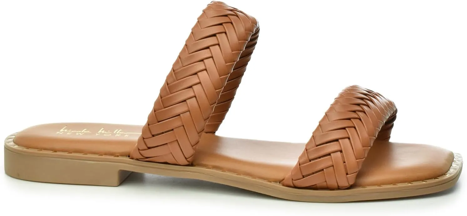 Nicole Miller Oby Women's flat Sandals - Braided Slide Sandals for Women - Pretty & Classic Look Flat Sandals for Daily Wear - Women Studded Flat Sandals - Comfortable Walking Sandals