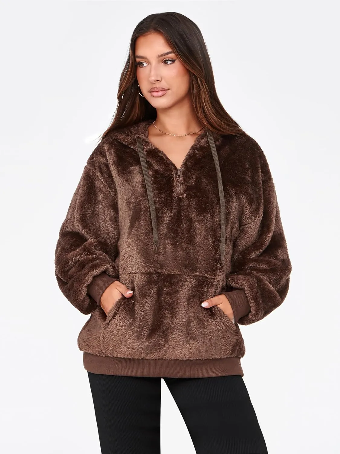 NIeyook Sherpa Fleece Hoodies for Women Fuzzy Oversized Zip up Hoodie with Pockets Casual Pullover Hooded Sweatshirt