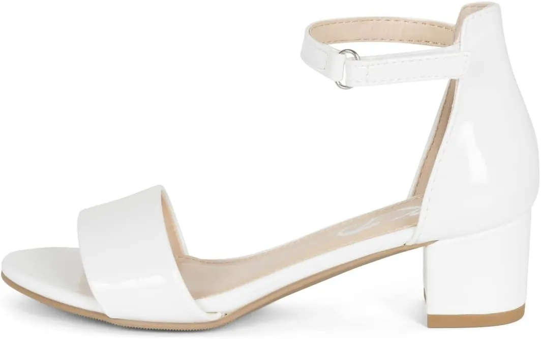 NILZA Girls/Kids/Children - Wide band Comfortable Sole with Ankle Strap Block Heel Sandals Shoes