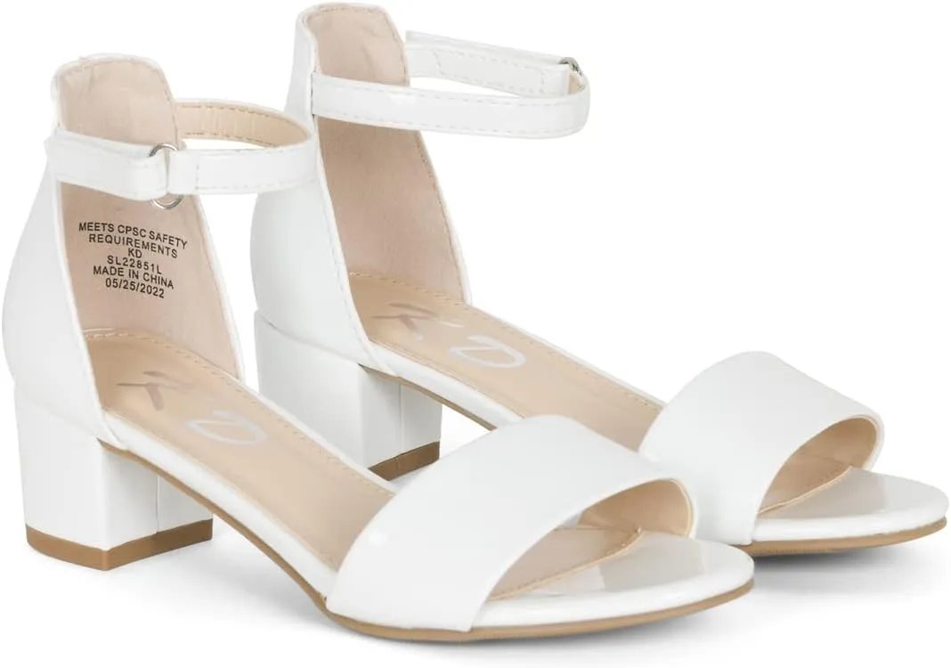 NILZA Girls/Kids/Children - Wide band Comfortable Sole with Ankle Strap Block Heel Sandals Shoes