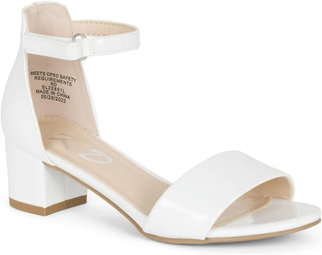 NILZA Girls/Kids/Children - Wide band Comfortable Sole with Ankle Strap Block Heel Sandals Shoes