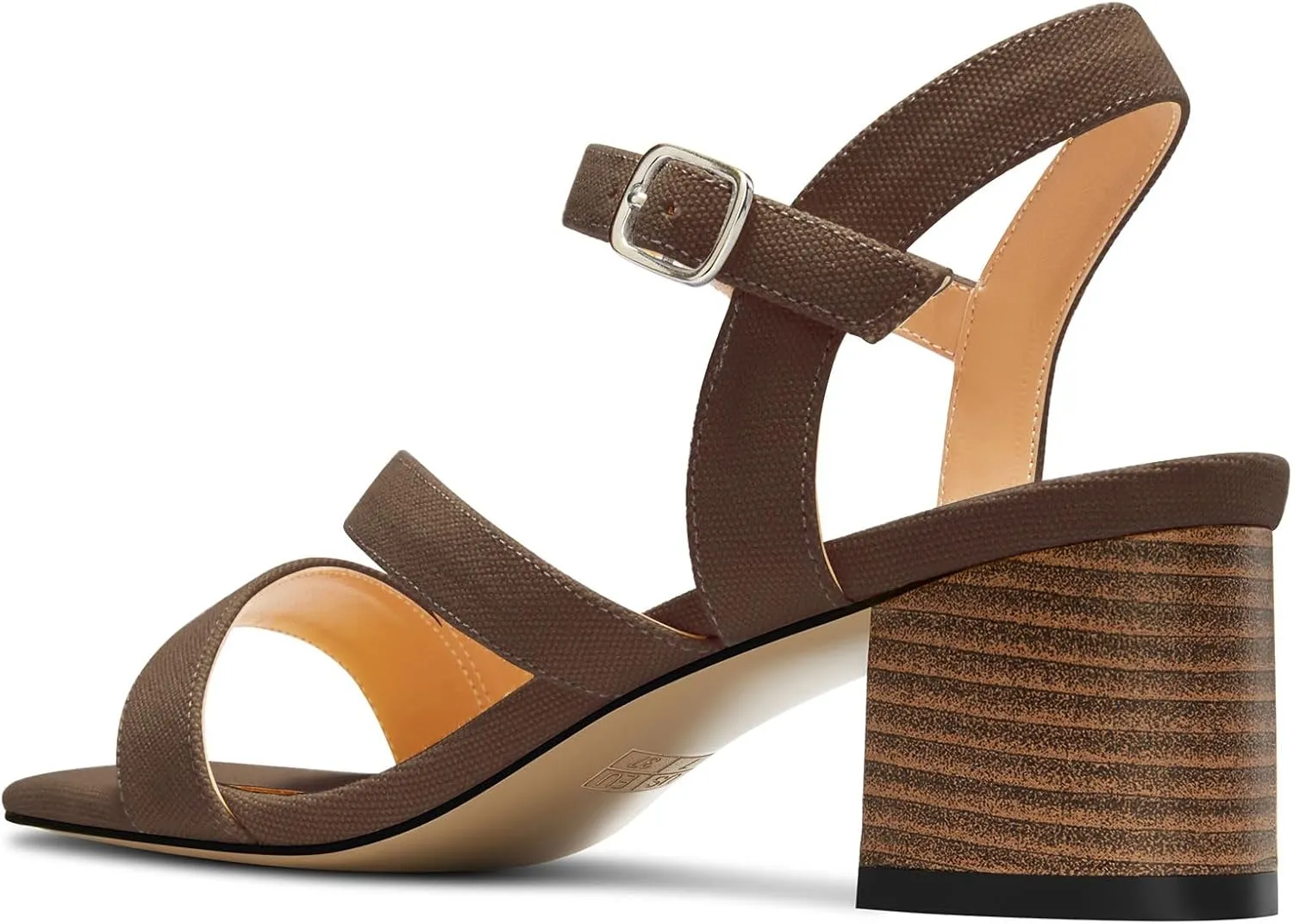 NobleOnly Womens Mid Block Heel Open Toe Ankle Strap Buckle Sandals Casual Office Dress Denim Summer Shoes 2.0 Inches Heels